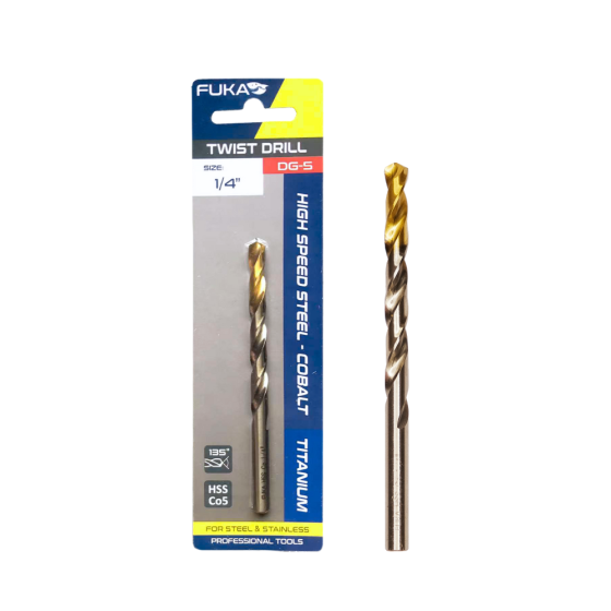 FUKA ดอกสว่านเจาะสแตนเลส HSS-COBALT DG-5 (นิ้ว) แผงโชว์